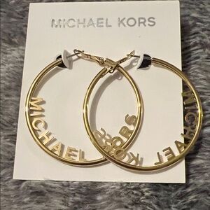 Michael Kors Gold Lettered Hoop Earrings